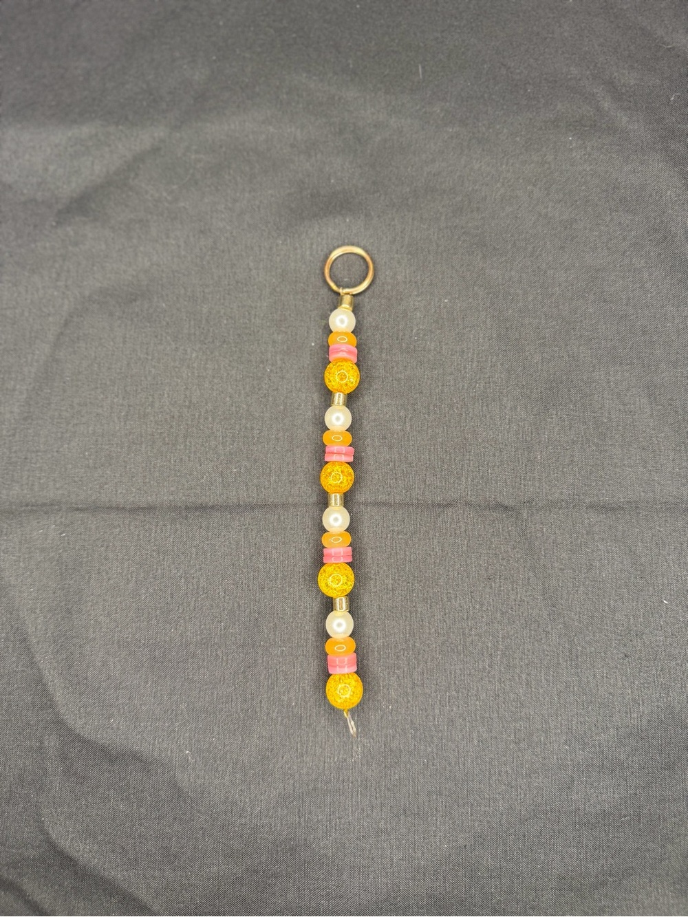 Beaded Yellow & Pink Keychain